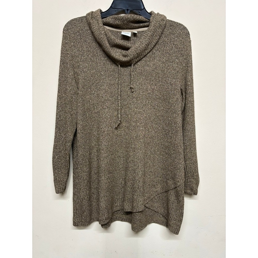 Rafaella Weekend Cowl Neck Knit Sweater Womens Large Brown Heathered‎ Casual